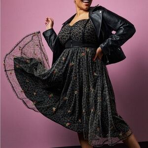 Betsey Johnson X Torrid Black Leopard Embroidered Midi Dress